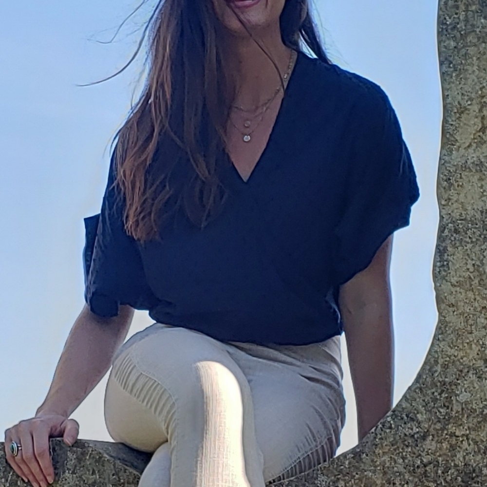 Loft Navy faux-wrap top